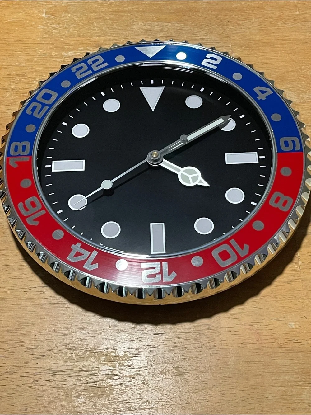 Rolex style Wall Clock with Blue and Red Bezel - Modern Home Wall Decor